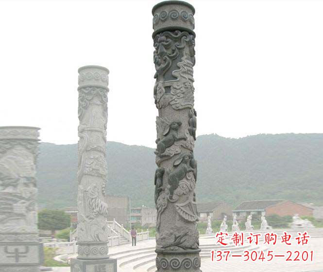 大同中领雕塑:多彩活力的12生肖石柱