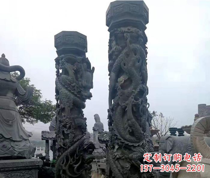 大同广场景观仿古盘龙柱石雕 (2)