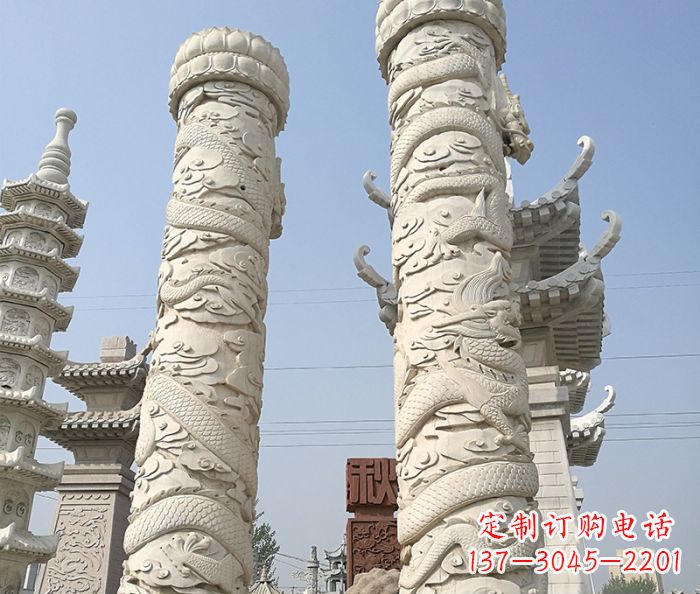 大同传承雄风,精美绝伦的盘龙柱石雕