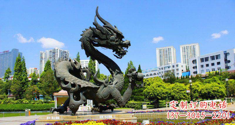 大同精美巨型广场龙戏珠景观铜雕