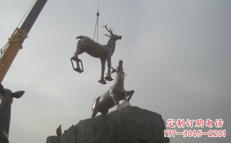 大同梅花鹿动物铜雕,极致精细,表达优雅
