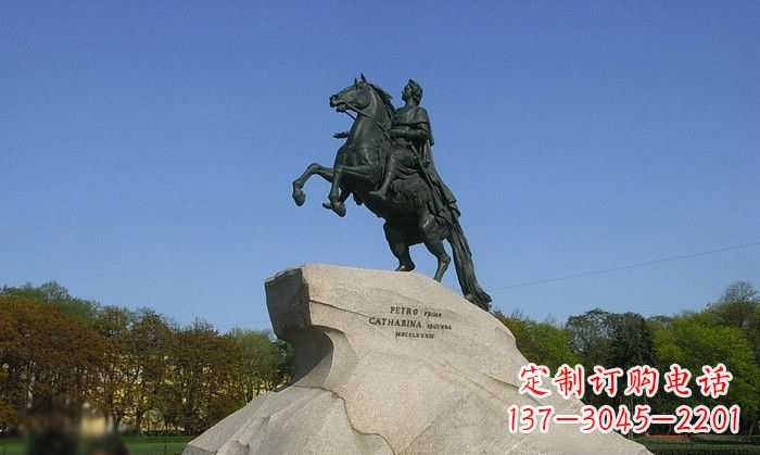 大同高贵威武的骑马铜雕
