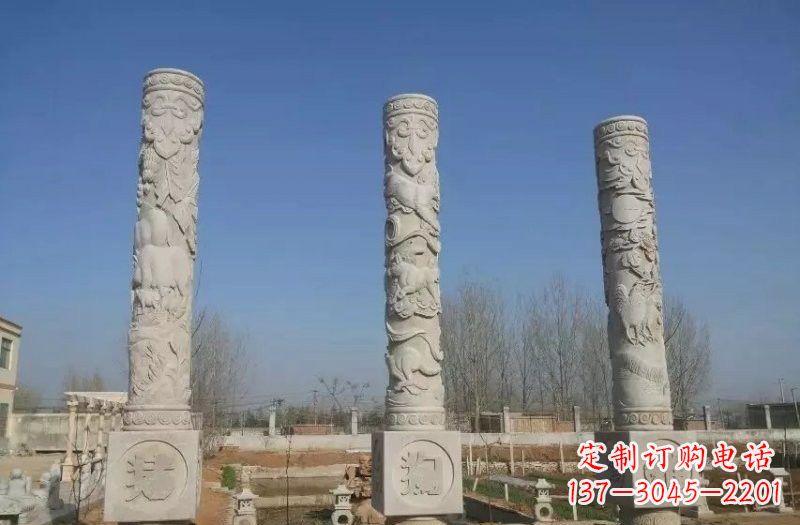 大同广场十二生肖文化柱石雕