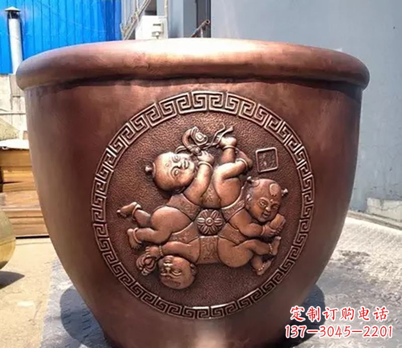 大同广场水缸铜雕塑