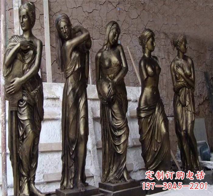 大同浪漫美女装饰铜雕四方