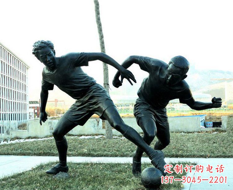 大同中领雕塑-复原完美动态,足球铜雕玩偶
