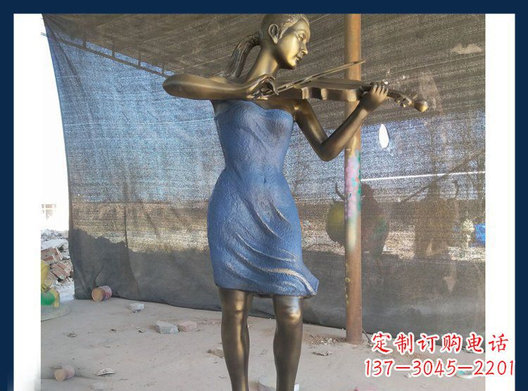 大同精美细腻的西方美女拉小提琴人物雕塑