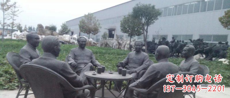 大同广场伟人喝茶人物铜雕