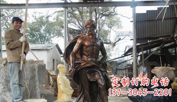 大同广场西方男人人物铜雕