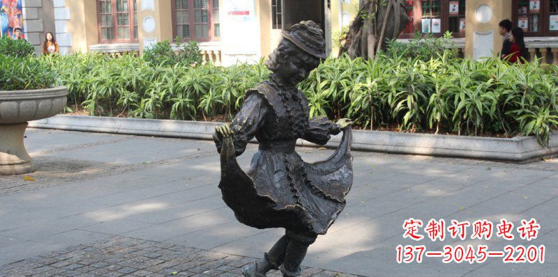 大同中领雕塑推出的爱舞的小少女铜雕,以少女跳…