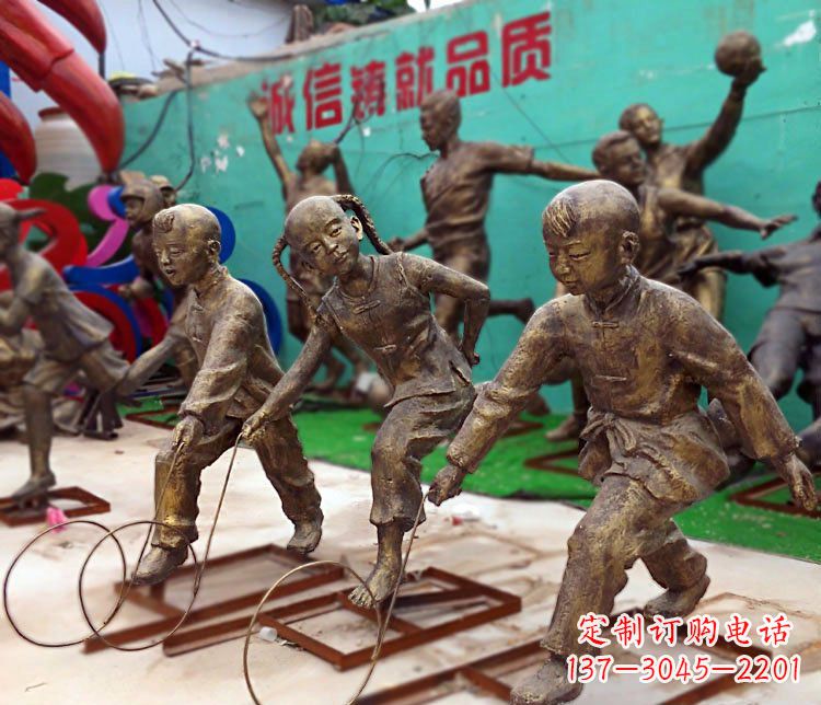 大同滚铁环为您的小宝定制精美儿童铜雕
