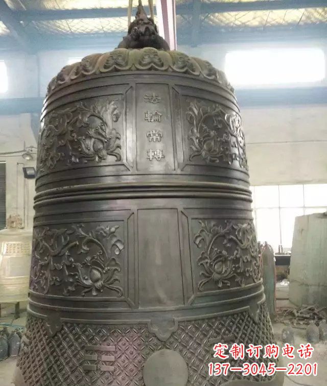 大同国泰民安铜钟寺庙铜雕-传统工艺精美的铜钟雕塑