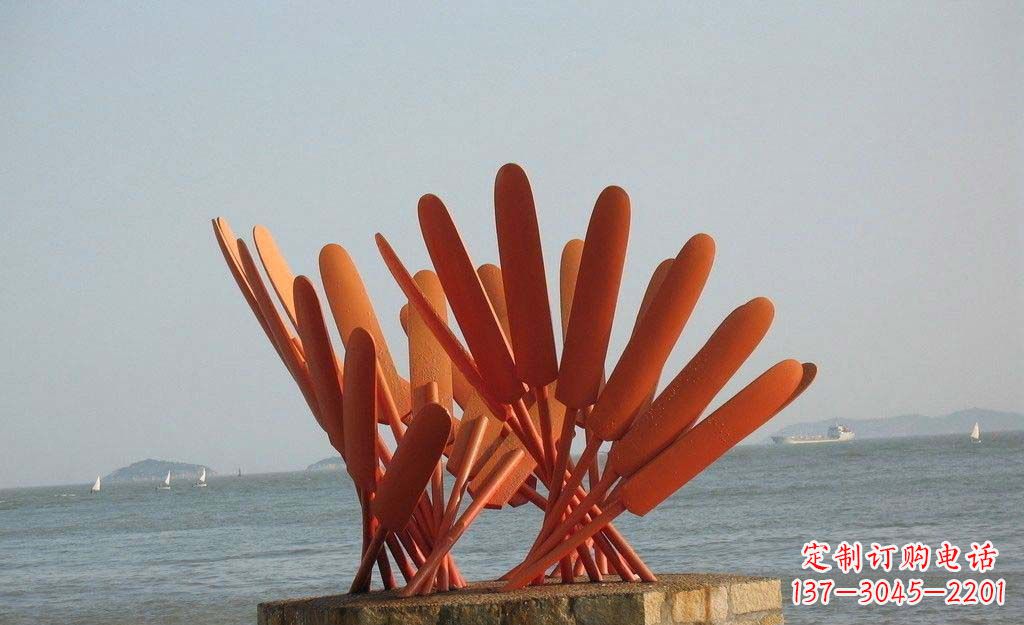 大同卓越海边,不锈钢抽象船桨雕塑