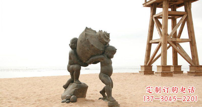 大同抬着海螺的小男孩景观雕塑