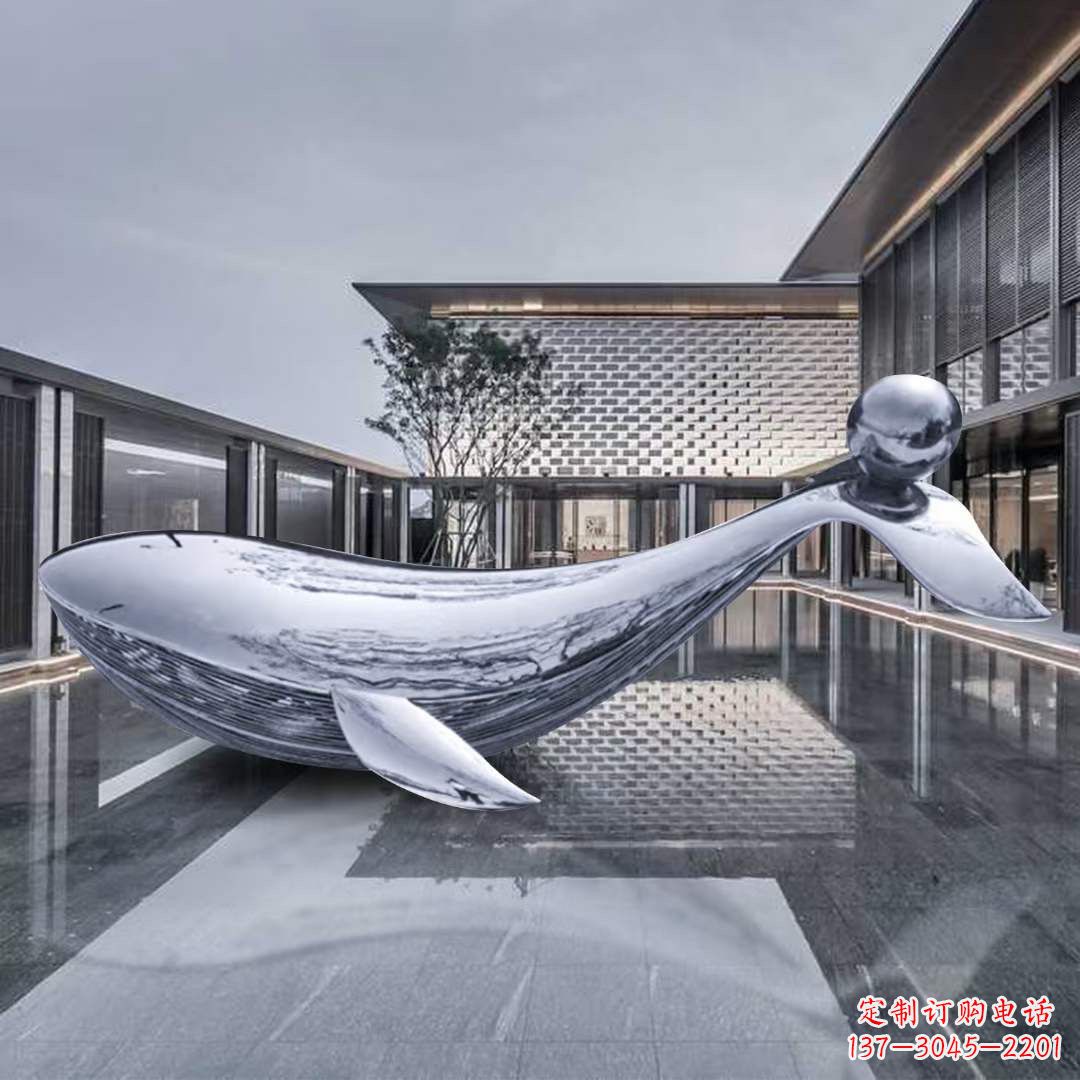 大同海豚不锈钢镜面雕塑,公园园林大型动物景观