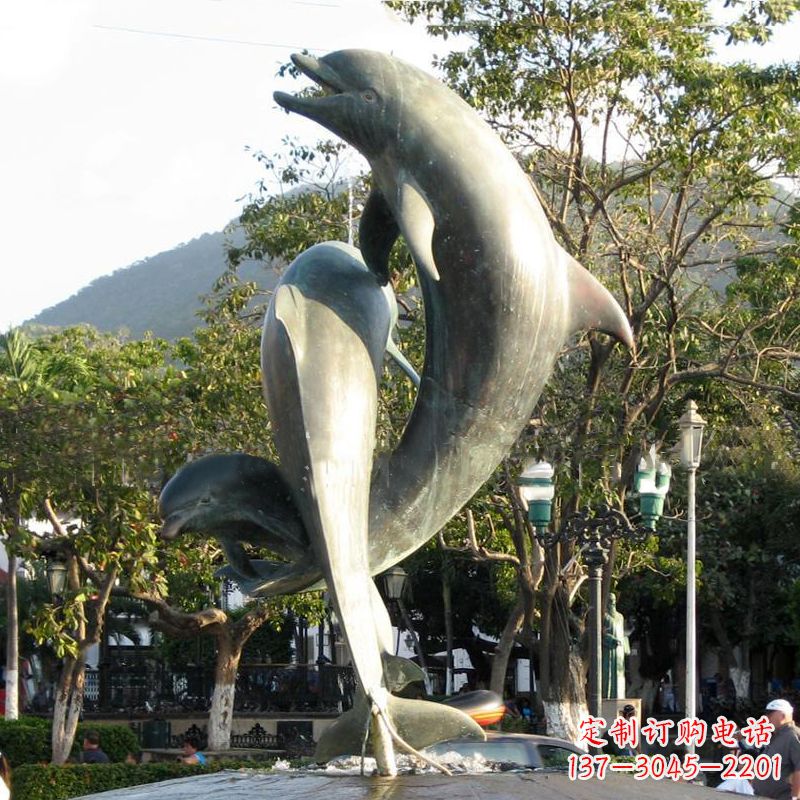 大同海豚公园铜雕景观动物雕塑