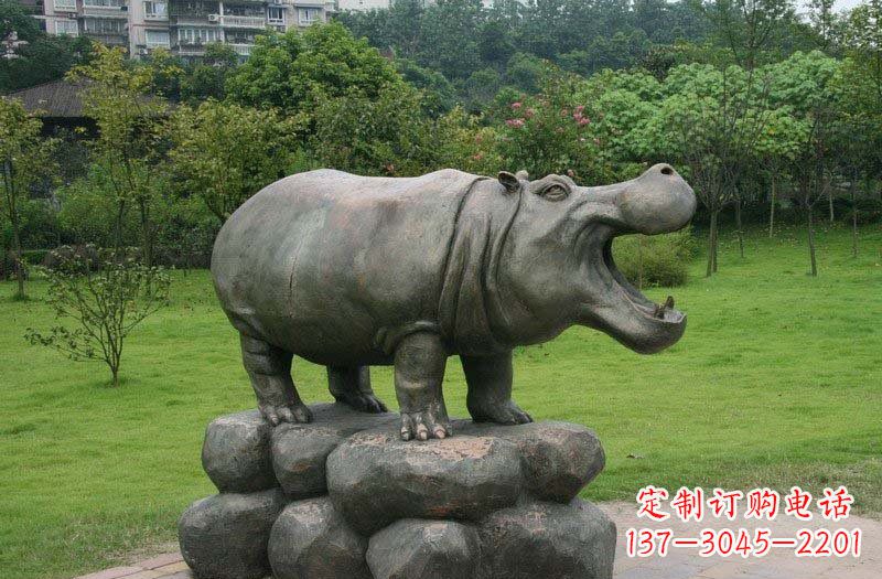 大同海洋动物河马铜雕塑