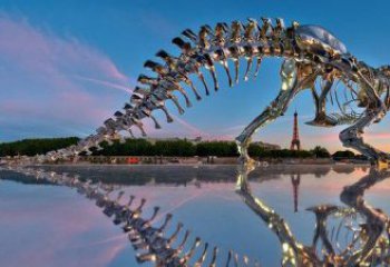 大同魅力无穷的不锈钢恐龙骨架雕塑