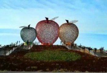 大同广场不锈钢镂空苹果雕塑