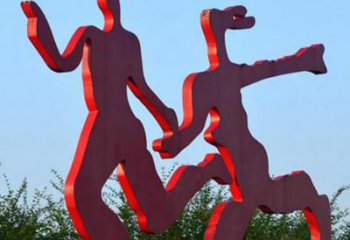 大同中领雕塑-多彩情侣跑步雕塑