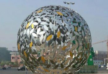 大同广场不锈钢树叶镂空球雕塑