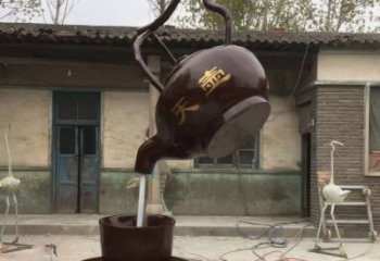 大同茶壶精美铜雕，为您打造经典景观雕塑