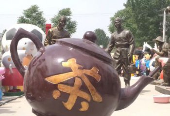大同高质量广场茶壶铜雕塑