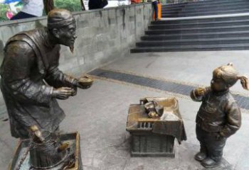 大同小女孩铜雕，古朴优雅