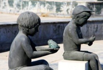 大同儿童景观铜雕，携带童趣的青蛙