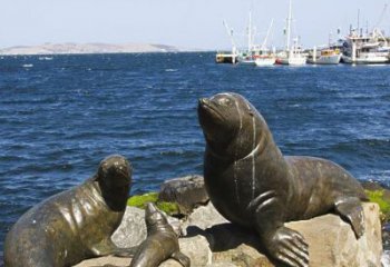 大同海豹公园景观动物铜雕：精美豹雕塑