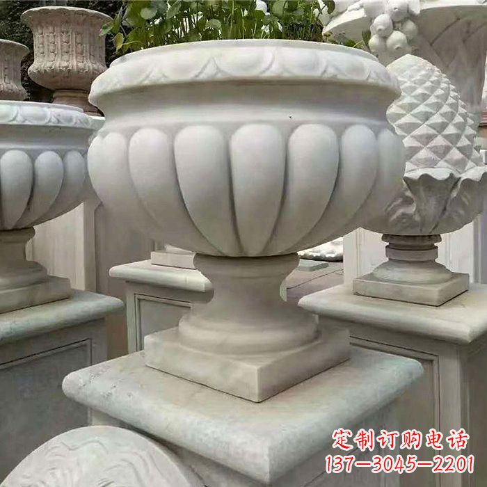 大同汉白玉城市园林花盆石雕