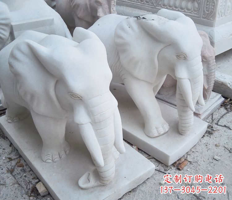 大同艺术精品-汉白玉动物大象雕塑
