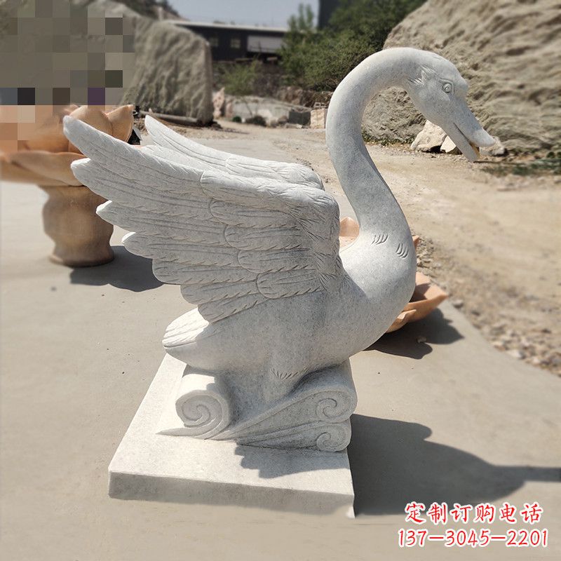 大同细腻精美的汉白玉天鹅雕塑