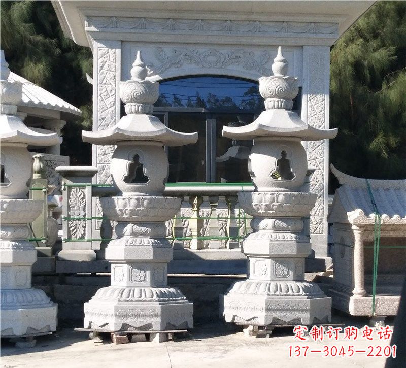 大同汉白玉公园灯笼雕塑