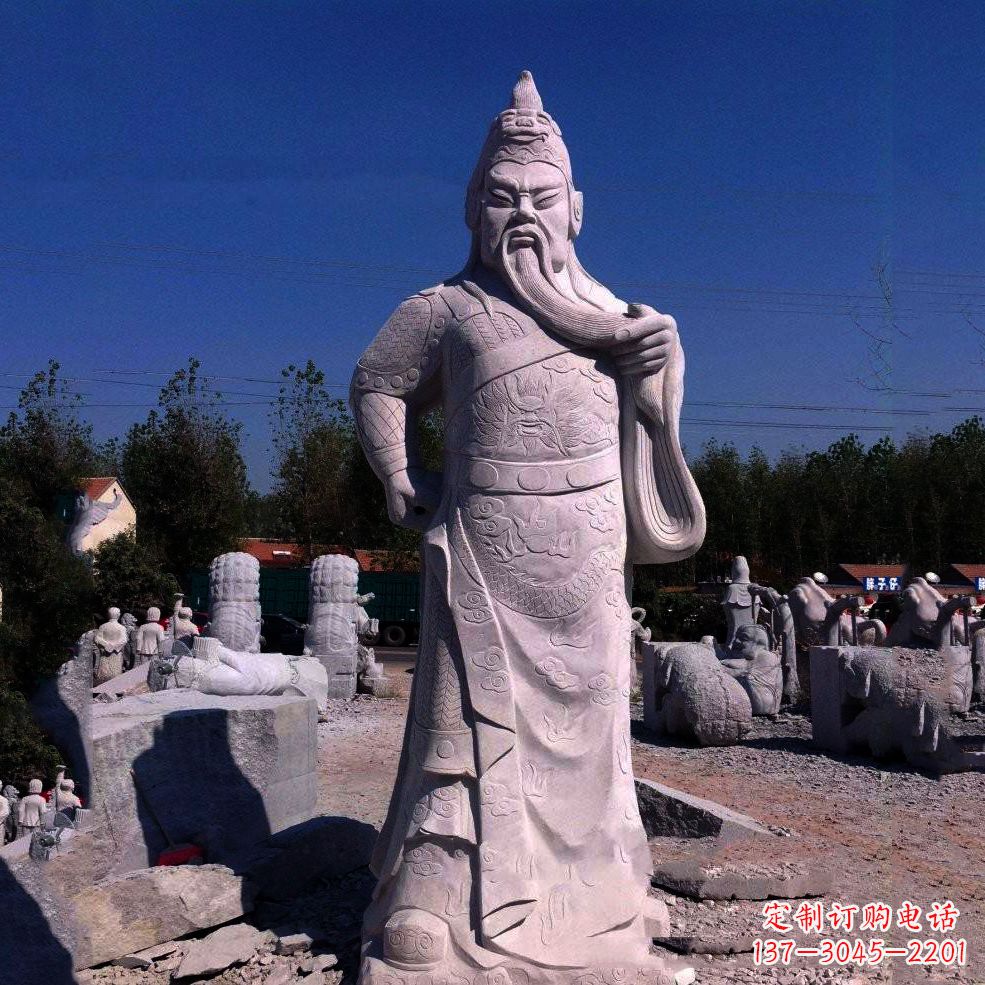 大同中领雕塑-精致关羽石雕塑