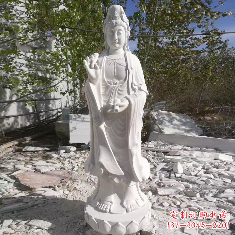 大同象征观音的汉白玉观音菩萨石雕