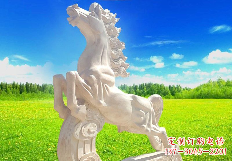 大同古典精美的汉白玉奔马石雕