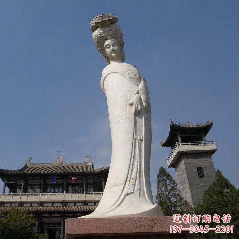大同汉白玉贵妃石雕像-精美绝伦的杨玉环雕像