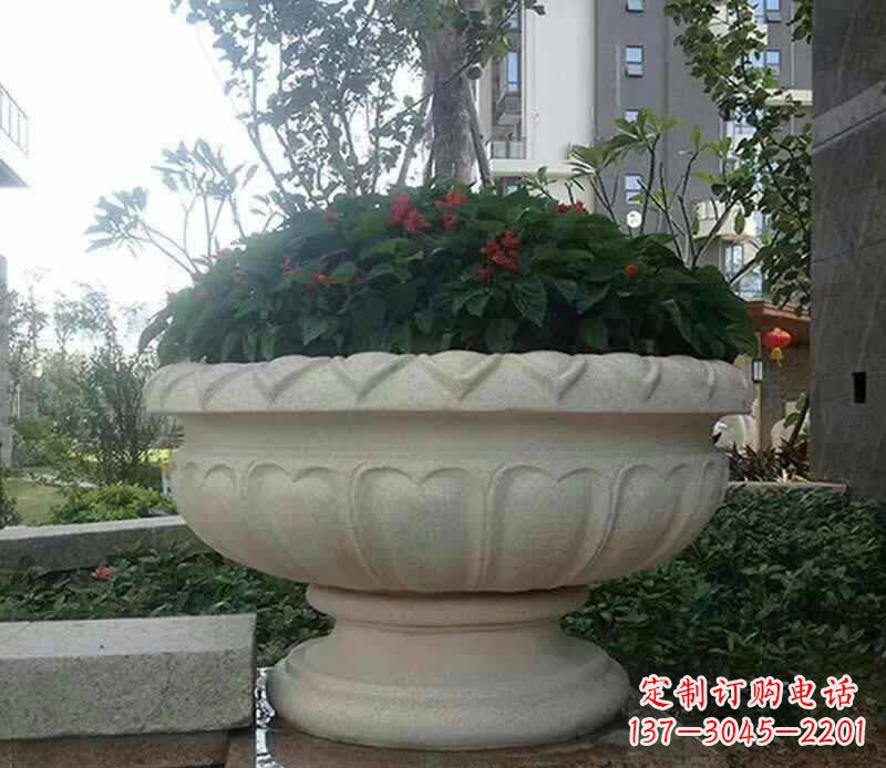 大同传承艺术美学的汉白玉花盆雕塑