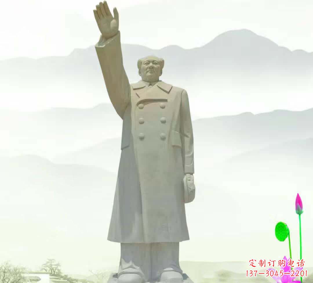 大同汉白玉挥手毛泽东雕塑