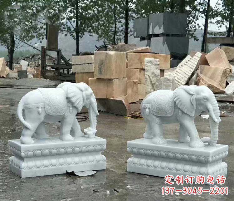 大同守护吉祥家门的玉质大象雕塑