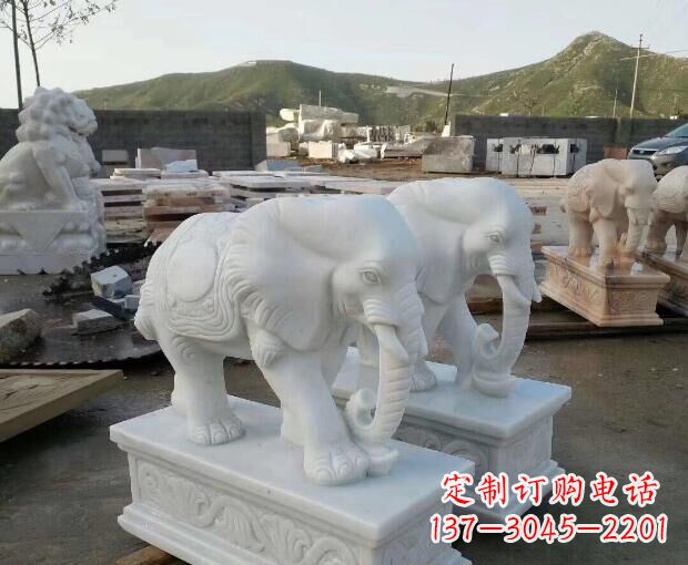 大同高雅大气的汉白玉吉祥大象门口雕塑