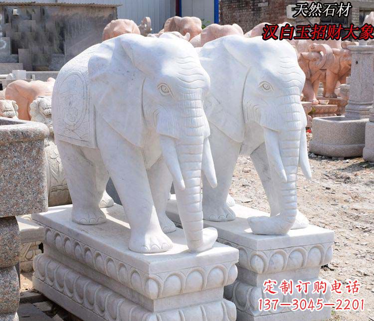 大同汉白玉大象雕塑由中领雕塑定制,是一款华丽…