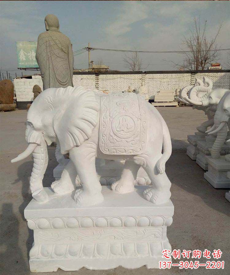 大同汉白玉大象雕塑是一款新颖、具有吉祥寓意的…