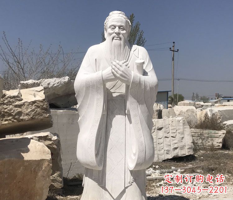 大同汉白玉孔子行教像学校古代名人石雕