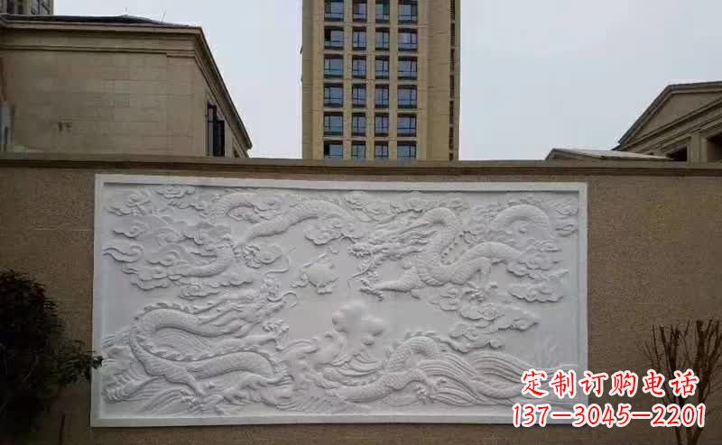 大同汉白玉高端龙浮雕影壁石雕