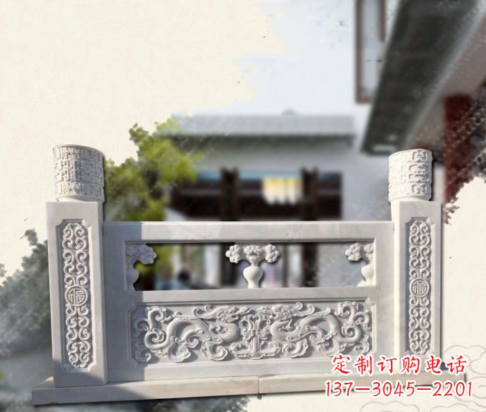 大同汉白玉龙石栏板雕塑