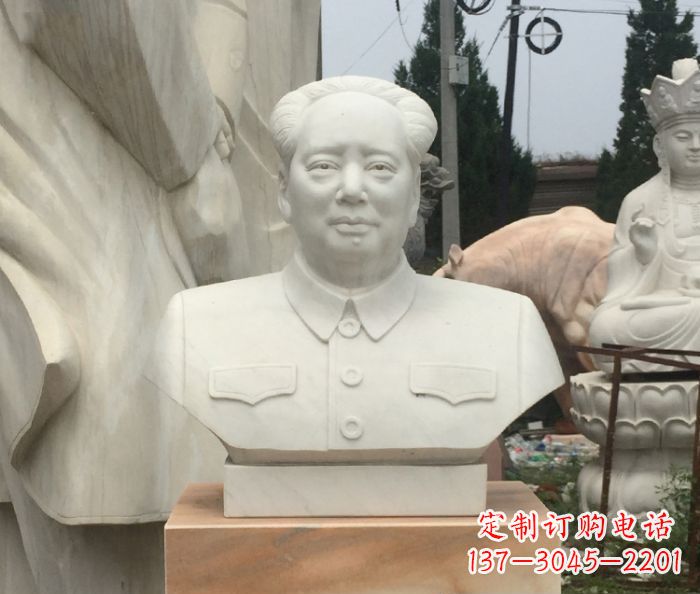 大同高端汉白玉毛主席胸像校园伟人石雕