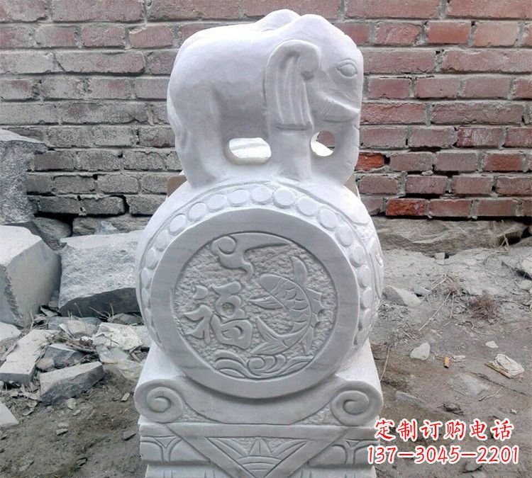 大同汉白玉门口大象抱鼓石