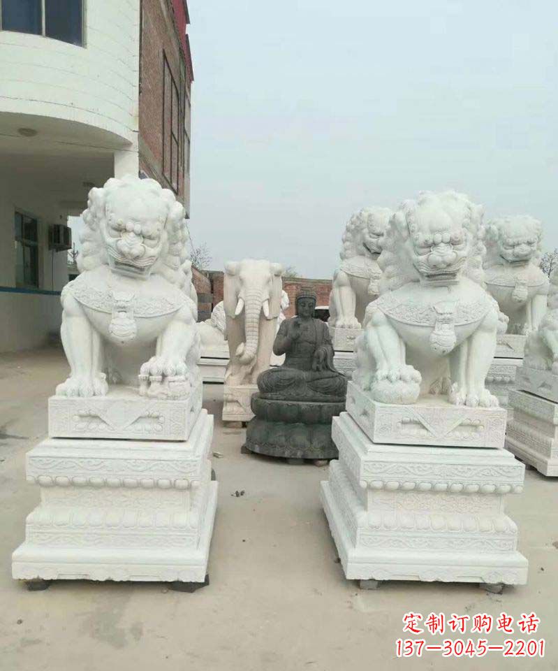 大同汉白玉门口狮子雕塑